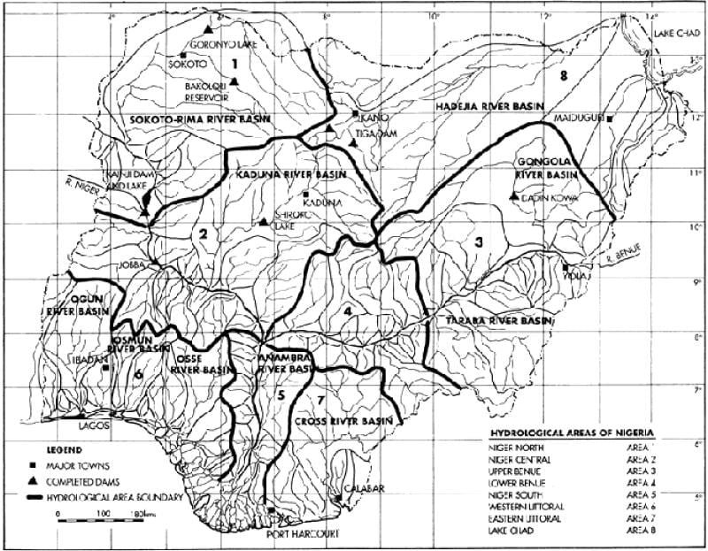 Mapa hydrologických nigérie