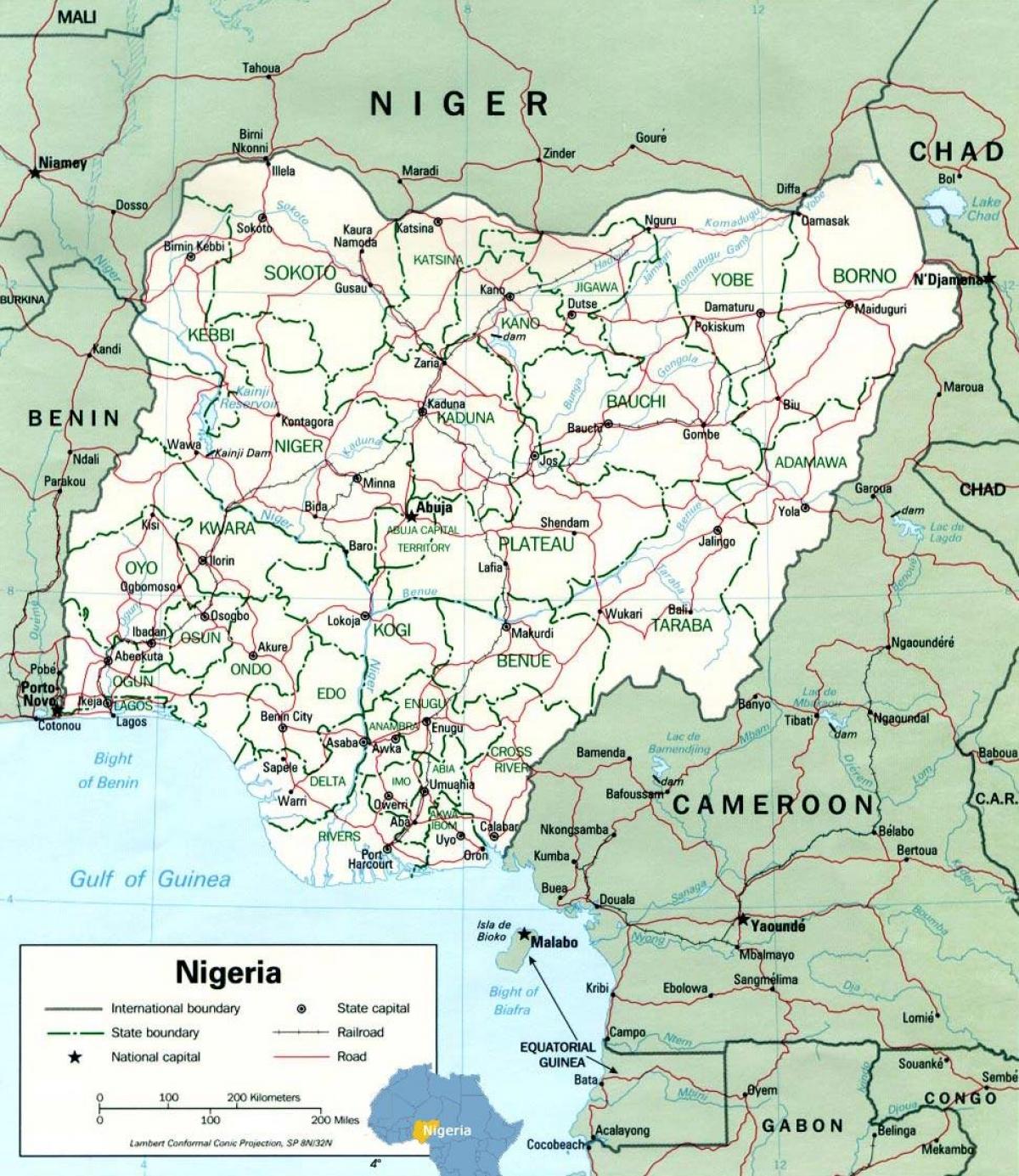 lagos nigérie mapa afriky