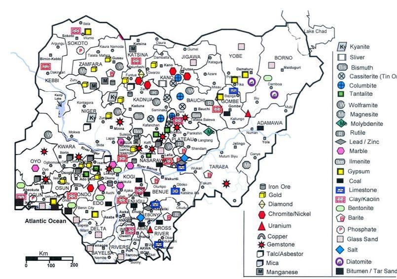minerální mapa nigérie