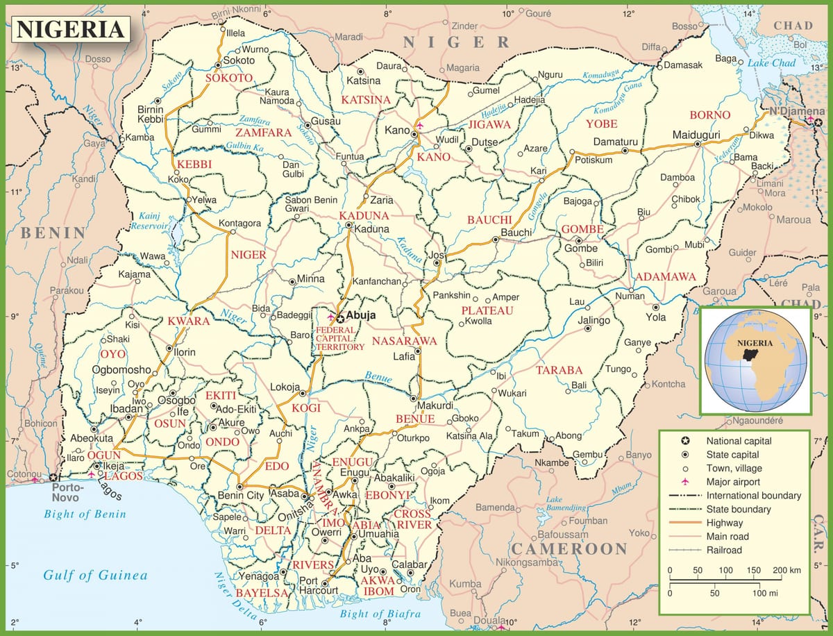 kompletní mapa nigérie
