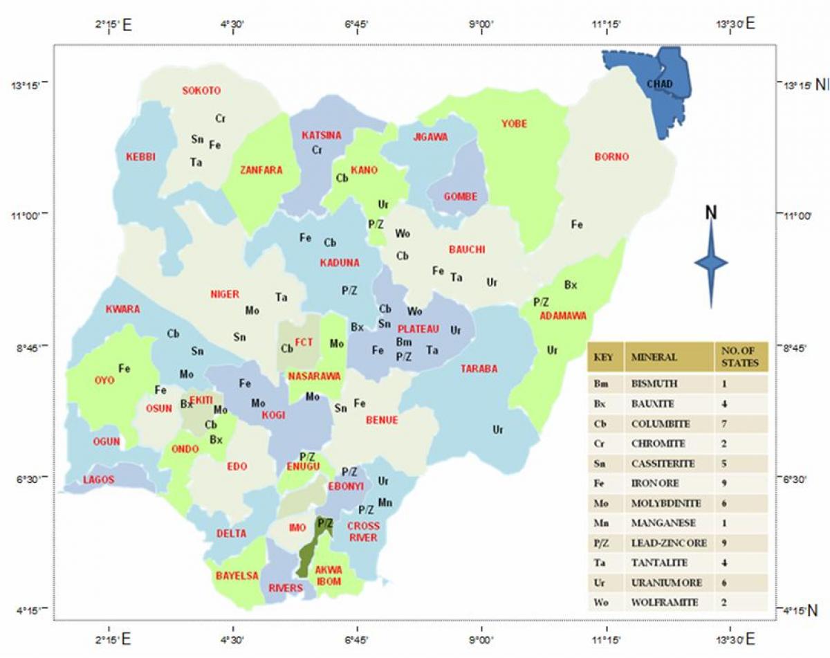 nigérie přírodních zdrojů mapě