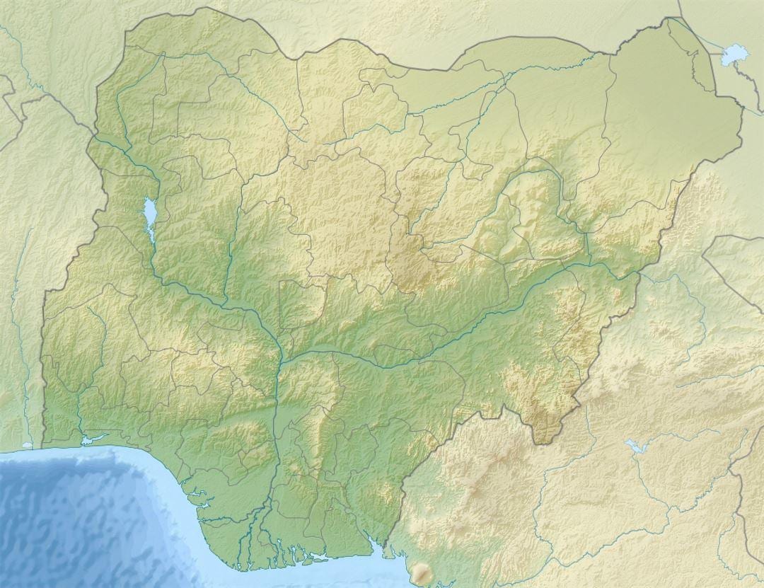 Mapa čerpat úlevu nigérie