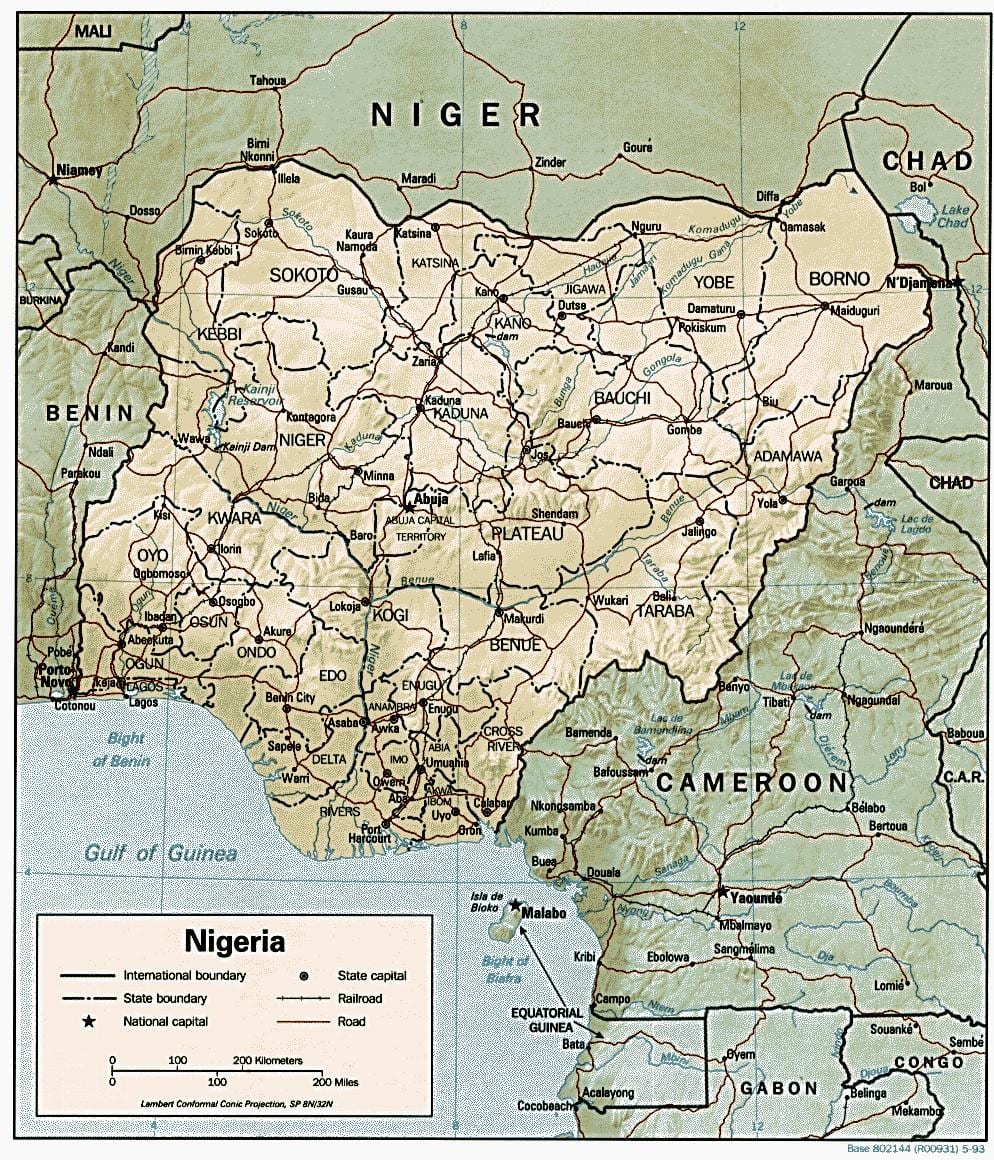 zeměpisná mapa nigérie