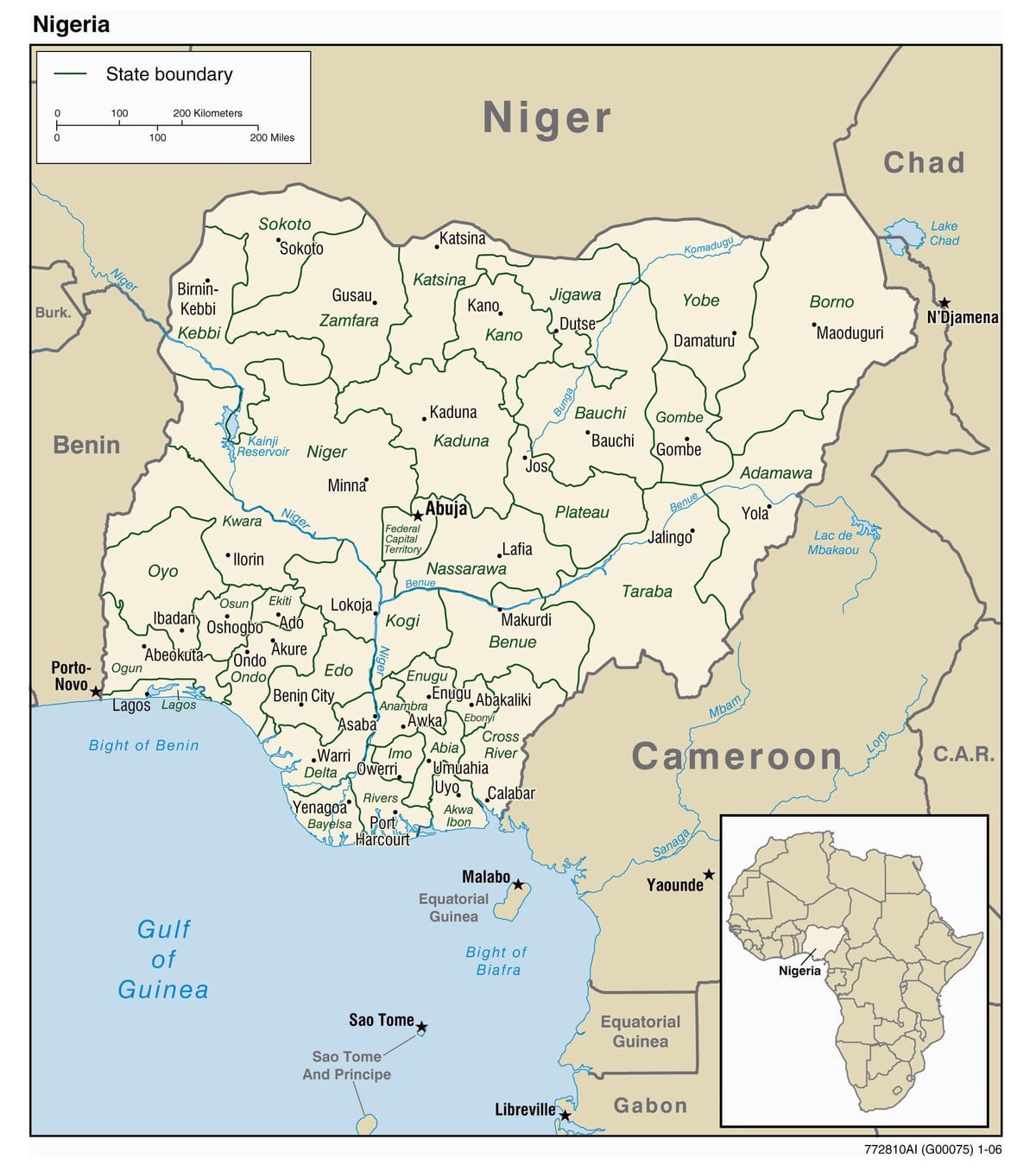 mapa nigérie s městy