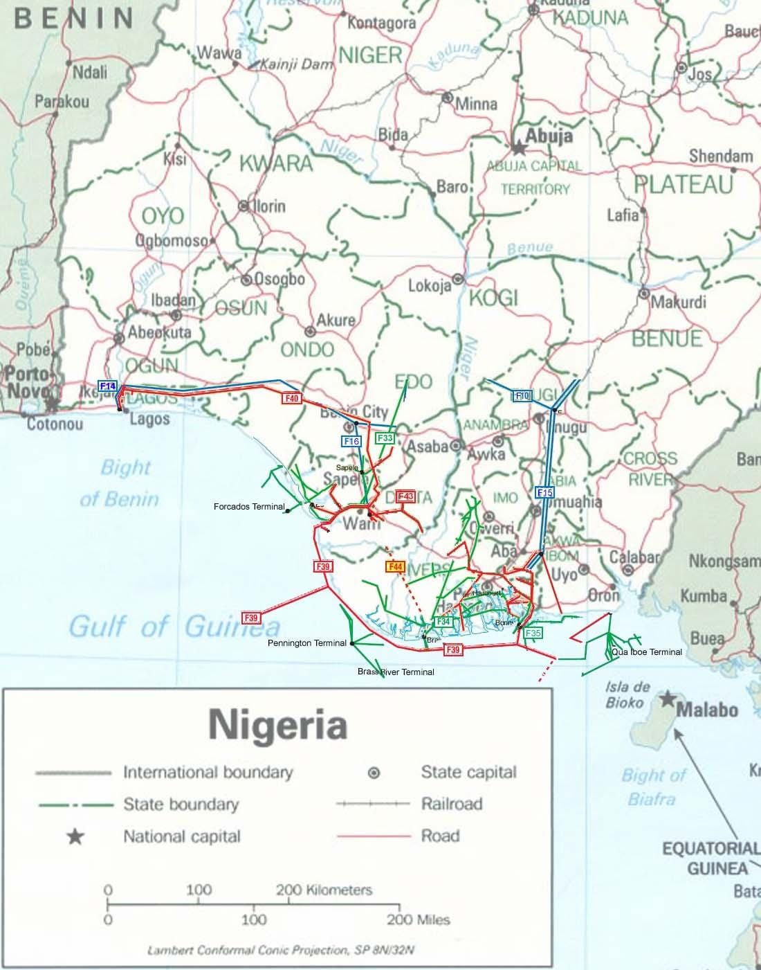 Mapa nigérie potrubí 