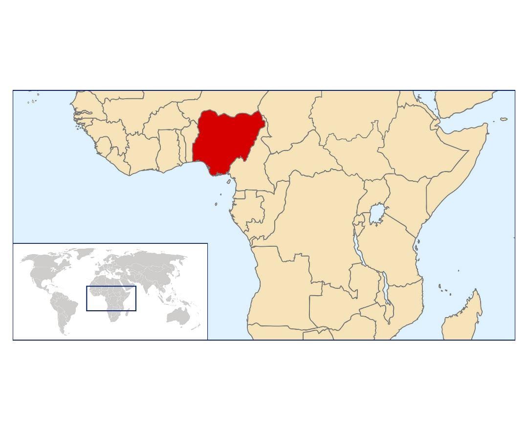 nigérie umístění na mapě světa