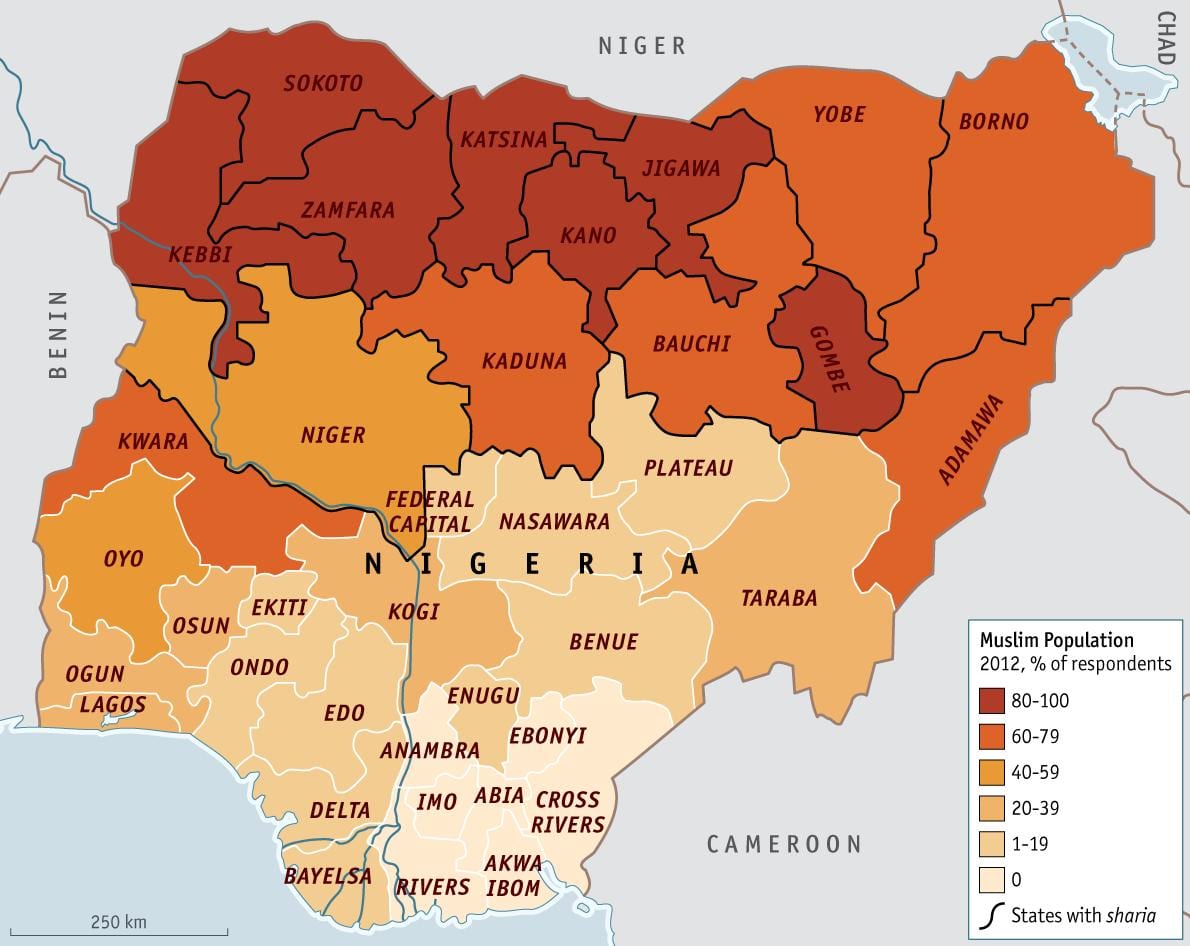 Mapa nigérie náboženství