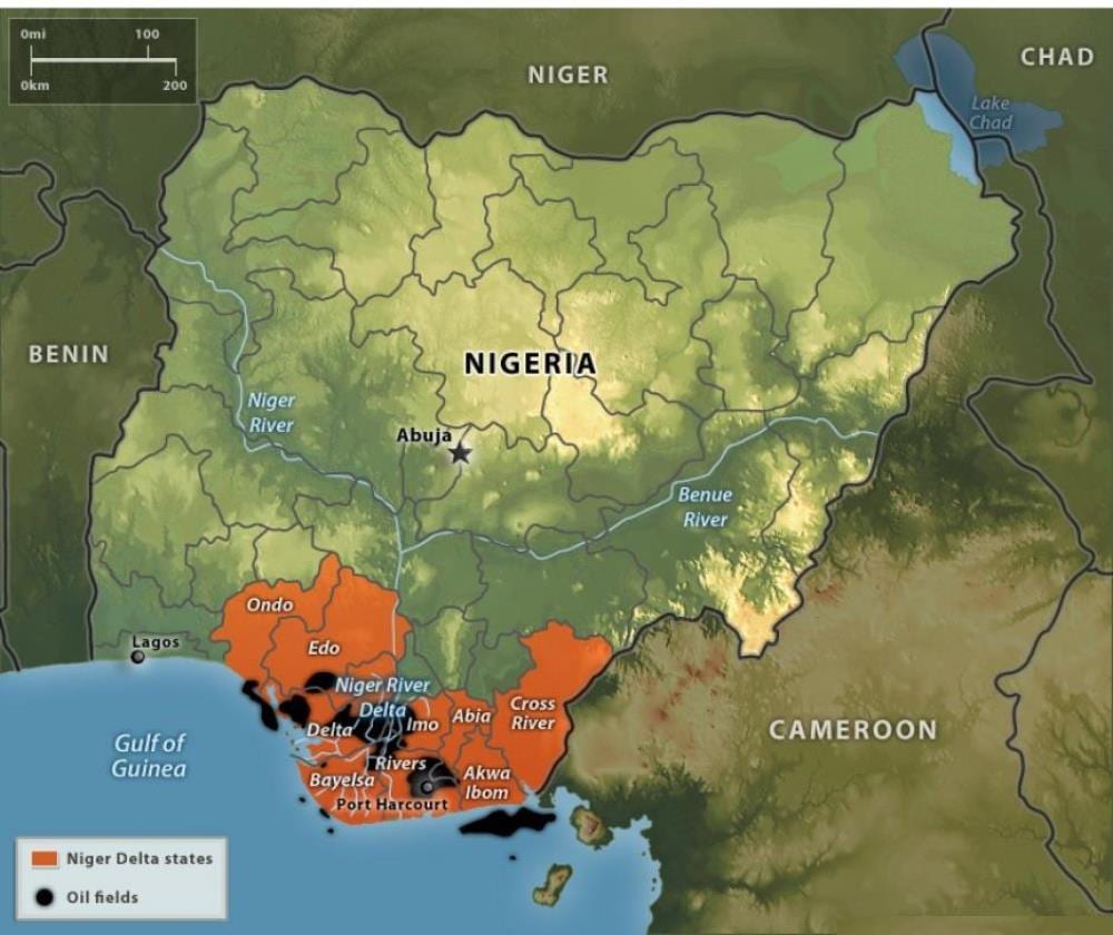 Mapa nigérie olej