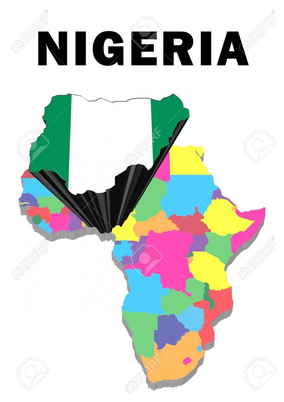 mapa afriky s nigérií zvýrazněny