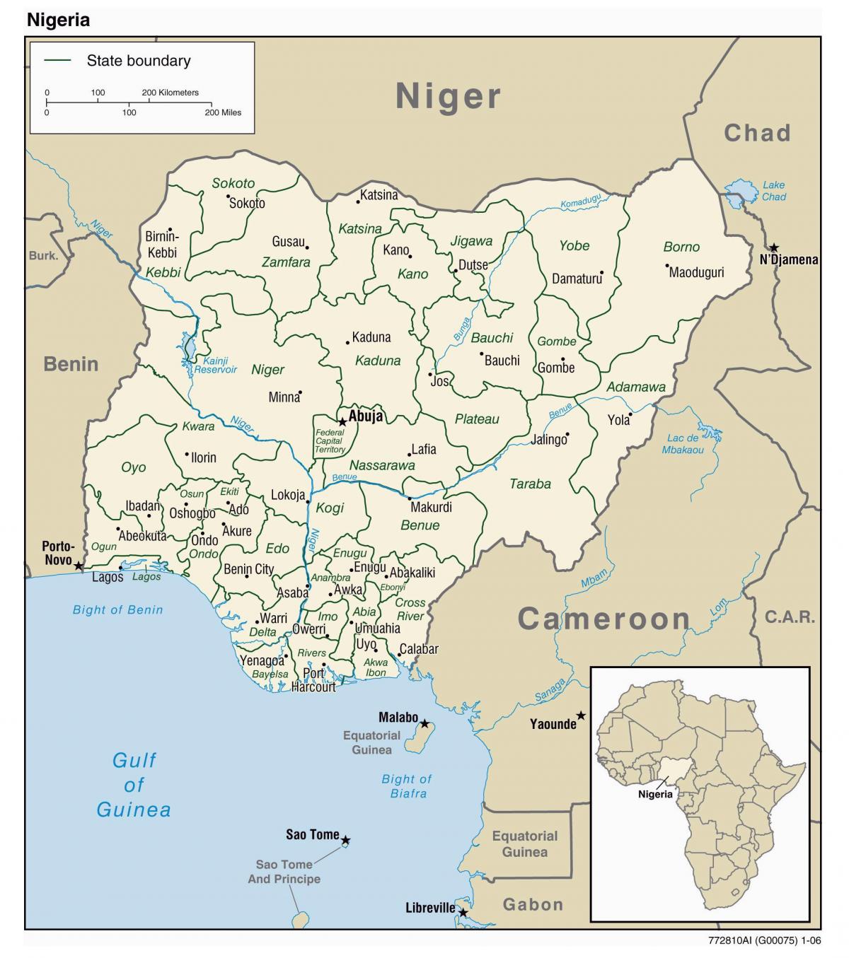 mapa nigérie s městy