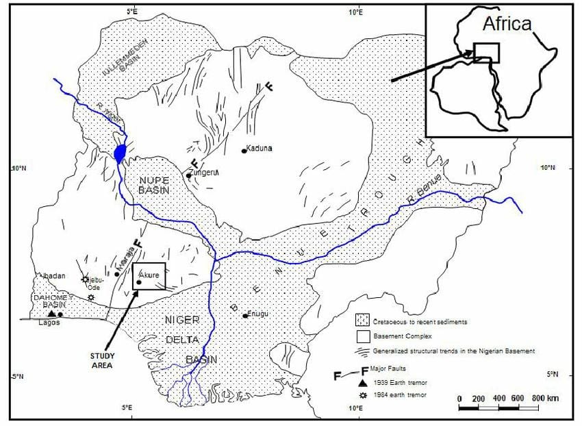 mapa nigérie ukazuje odvodnění