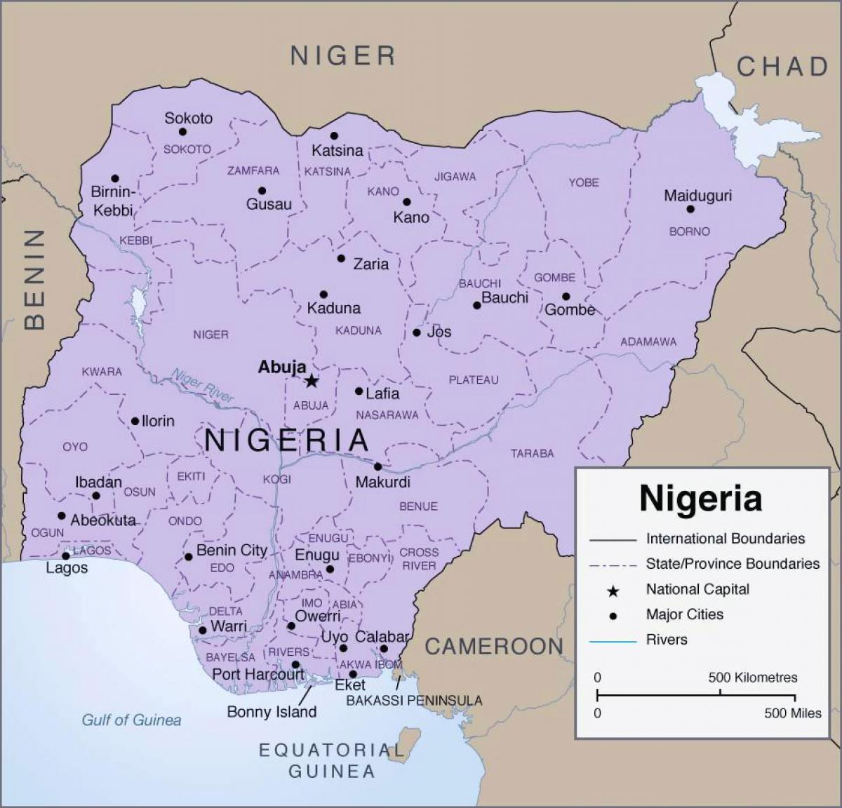 Mapa podrobná nigérie