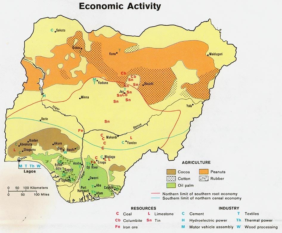 Mapa zemědělské nigérie