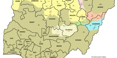 Mapa nigérie ukazuje 36 států a jejich hlavních měst