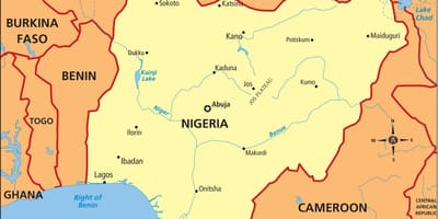 Mapa nigérie ukazuje řeky niger a benue