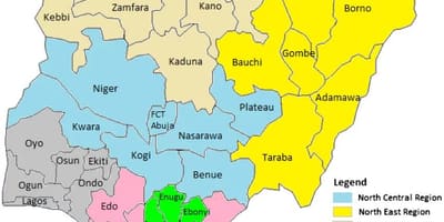 Mapa nigérie ukazuje geopolitických zón