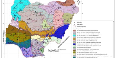 Mapa nigérie ukazuje různé vegetační pásma