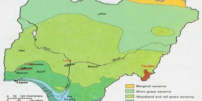 Mapa nigérie ukazuje vegetace