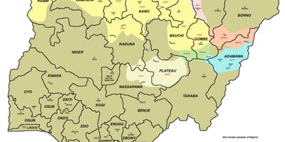 Mapa nigérie s 36 státy