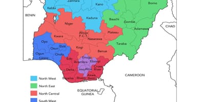 Mapa nigérie ukazuje geopolitických zón