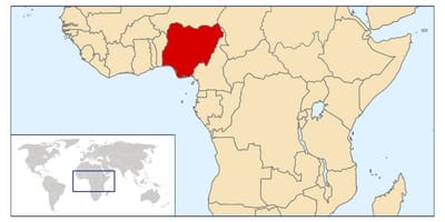 Nigérie umístění na mapě světa
