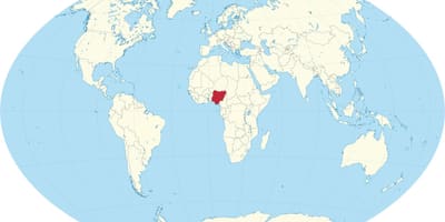 Mapa světa ukazuje, nigérie
