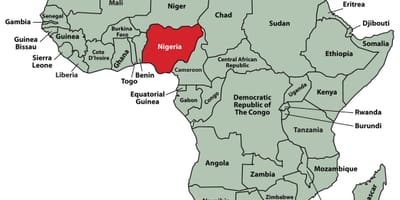 Mapa nigérie umístění v africe
