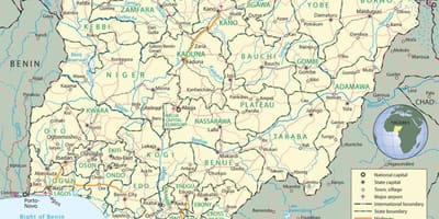 Mapa nigérie ukazuje, státy a hlavní města