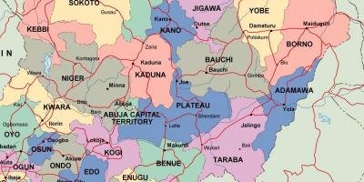 Mapa nigérie se státy a města