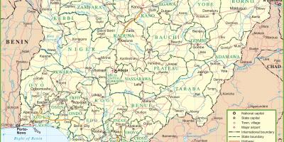 Mapa nigérie ukazuje hlavní silnice