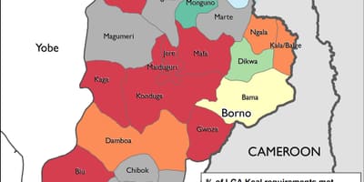 Mapa severovýchodní nigérii